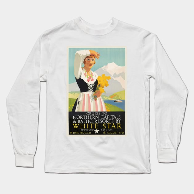 White Star Vintage Poster 1931 Long Sleeve T-Shirt by vintagetreasure